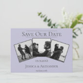 Einfache 3-FotoCollage | Lavendel Save the Date (Stehend Vorderseite)