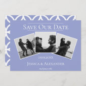 Einfache 3-FotoCollage | Periwinkle Save the Date (Vorne/Hinten)