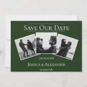 Einfache 3-FotoCollage | Smarald Green Save The Date (Vorderseite)