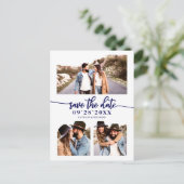Einfache 3 FotoCollage Wedding speichern das Datum Postkarte (Stehend Vorderseite)