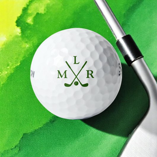 Einfache 3 Grüne Monogramm Golfball