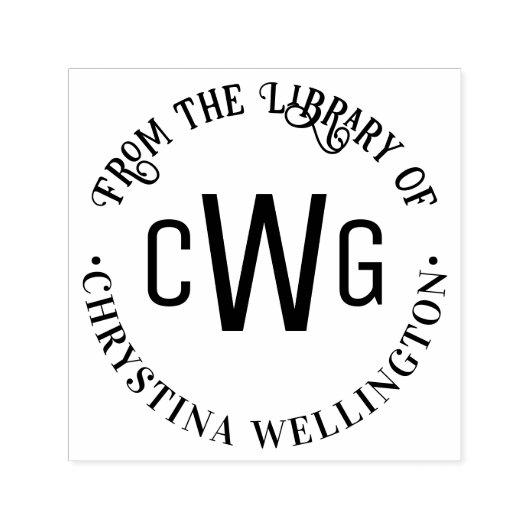 Einfache 3 Initialbuchstaben Monogram #1 Library B Permastempel (Design)