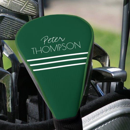 Einfache 3 Streifen Name Emerald Green Golf Headcover