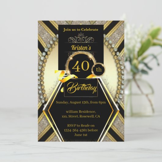 Einfache 40. Geburtstagsfeier Einladung (Stehend Vorderseite)