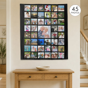 Einfache 45-Foto-Collage und Text benutzerdefinier Wandteppich