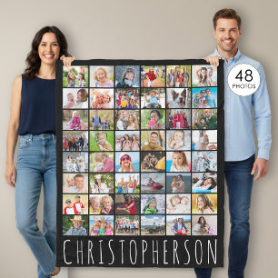 Einfache 48-Foto-Collage Ihre Farbe Personalisiert Fleecedecke