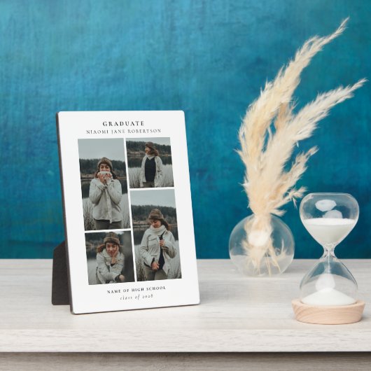 Einfache 4-Foto Collage Abschluss-Geschenke Fotoplatte (Seite)