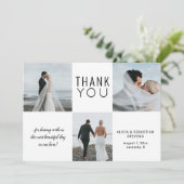 Einfache 4-Foto-Collage Dankeskarte (Stehend Vorderseite)