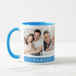 Einfache 4-Foto Collage Familienangebot Lichtblau Tasse