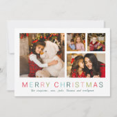 Einfache 4-Foto Collage Frohe Weihnachten Farbenfr (Vorderseite)