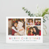 Einfache 4-Foto Collage Frohe Weihnachten Farbenfr (Stehend Vorderseite)