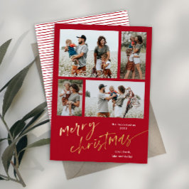 Einfache 4 Foto Collage Script Frohe Weihnachten Folien Feiertagskarte
