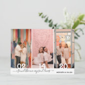 Einfache 4-Foto Elegantes Skript Save the Date (Stehend Vorderseite)