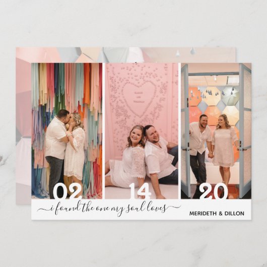 Einfache 4-Foto Elegantes Skript Save the Date (Vorne/Hinten)