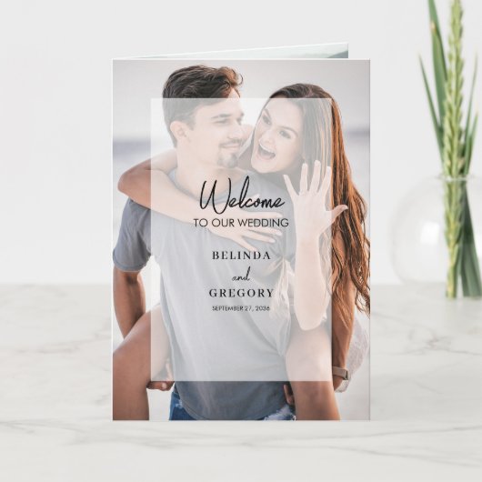 Einfache 4-Foto-Overlay-Hochzeitsordnung Programm (Vorderseite)
