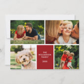 Einfache 4-FotoCollage Feiertagskarte (Vorderseite)