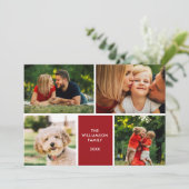 Einfache 4-FotoCollage Feiertagskarte (Stehend Vorderseite)