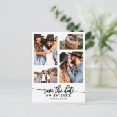 Einfache 4 FotoCollage Wedding speichert das Datum Postkarte (Stehend Vorderseite)