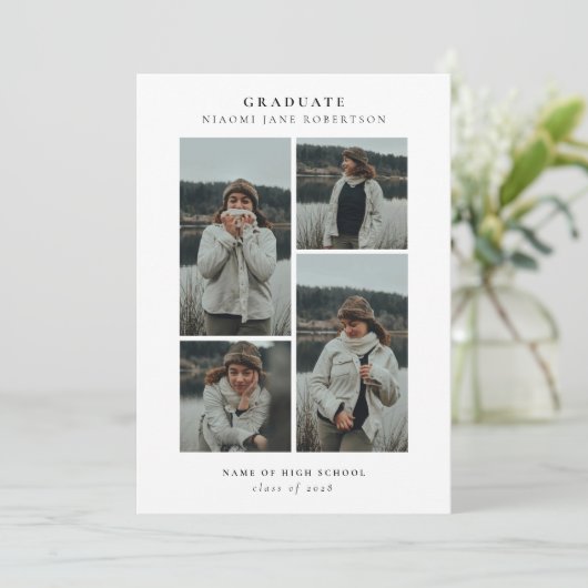 Einfache 4-Fotolage-Abschluss Ankündigung (Stehend Vorderseite)