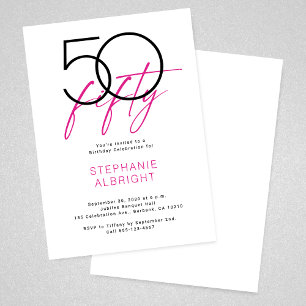 Einfache 50 und fantastische rosa 50. Geburtstagsf Einladung