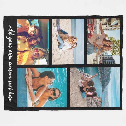 Einfache 5-Foto-Collage Fleecedecke (Vorderseite (Horizontal))