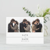 Einfache 5-Foto Hochzeit Speichern Sie die Einladu Einladung (Stehend Vorderseite)