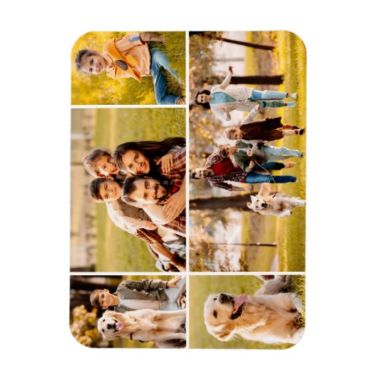 Einfache 5-FotoCollage Magnet (Vertikal)