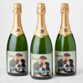 Einfache 5. Hochzeitstag Foto Weinkarte Schaumweinetikett (Flaschen)