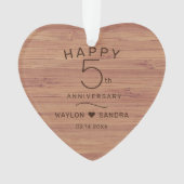 Einfache 5. Holzgeschenke Hochzeitsfeier Ornament (Vorderseite)