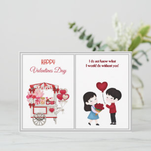Einfache 5"x7" Frohen Valentinstag Liebeswagen Ka Feiertagskarte