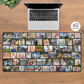 Einfache 60-Foto-Collage in benutzerdefinierter Fa Schreibtischunterlage