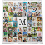 Einfache 60-Foto Collage Monogramm Duschvorhang (Vorderseite)