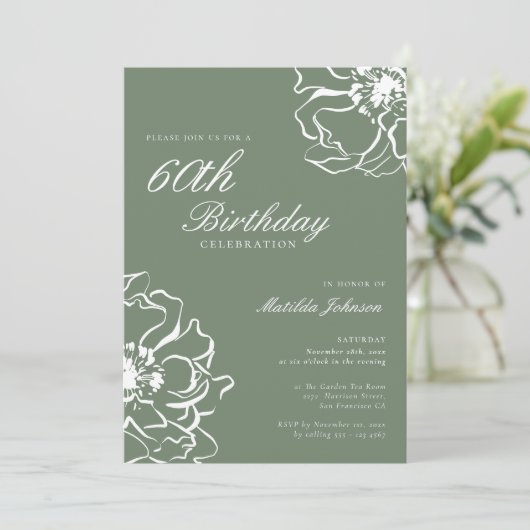 Einfache 60. Geburtstagsparty Einladung (Stehend Vorderseite)
