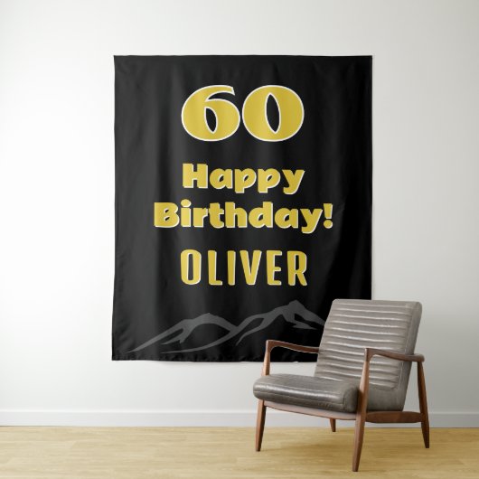 Einfache 60. Happy Birthday Party Berg Hintergrund Wandteppich (Beispiel)
