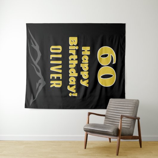 Einfache 60. Happy Birthday Party Berg Hintergrund Wandteppich (Beispiel (Horizontal))