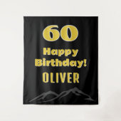 Einfache 60. Happy Birthday Party Berg Hintergrund Wandteppich (Vorderseite)