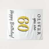 Einfache 60. Happy Birthday Party Hintergrund Wandteppich (Vorderseite (Horizontal))