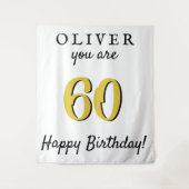 Einfache 60. Happy Birthday Party Hintergrund Wandteppich (Vorderseite)