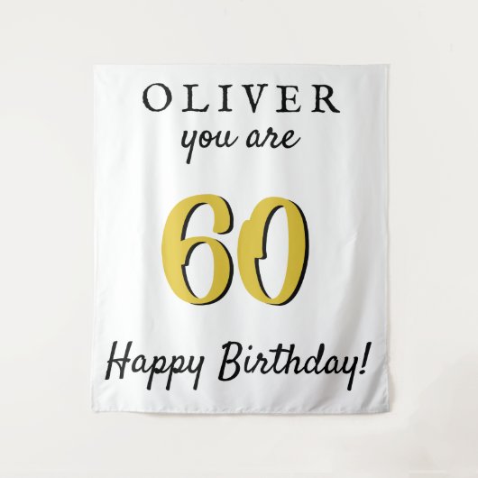 Einfache 60. Happy Birthday Party Hintergrund Wandteppich (Vorderseite)