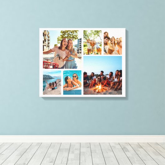 Einfache 6-FotoCollage Leinwanddruck (Insitu (Holzboden))