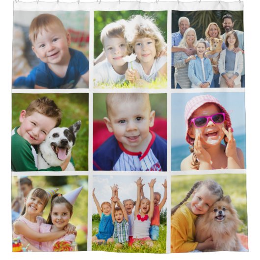 Einfache 6-Quadrat-FotoCollage Duschvorhang (Vorderseite)