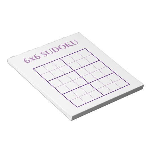 Einfache 6 x 6 Lila weiße Sudoku-Grid-Vorlage Notizblock (angewinkelt)