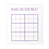 Einfache 6 x 6 Lila weiße Sudoku-Grid-Vorlage Notizblock (Vorderseite)