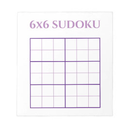 Einfache 6 x 6 Lila weiße Sudoku-Grid-Vorlage Notizblock
