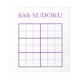 Einfache 6 x 6 Lila weiße Sudoku-Grid-Vorlage Notizblock