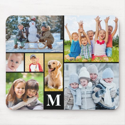 Einfache 7-Collage Monogram benutzerdefiniert Mousepad (Vorne)