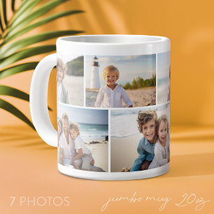 Einfache 7-Foto-Collage - Minimales modernes Raste Jumbo-Tasse