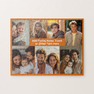 Einfache 7-Foto-Collage mit klotzartigem Text Puzzle