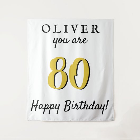 Einfache 80. Happy Birthday Party Hintergrund Wandteppich (Vorderseite)