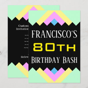 Einfache "80th Birthday Bash" Einladung zum Geburt